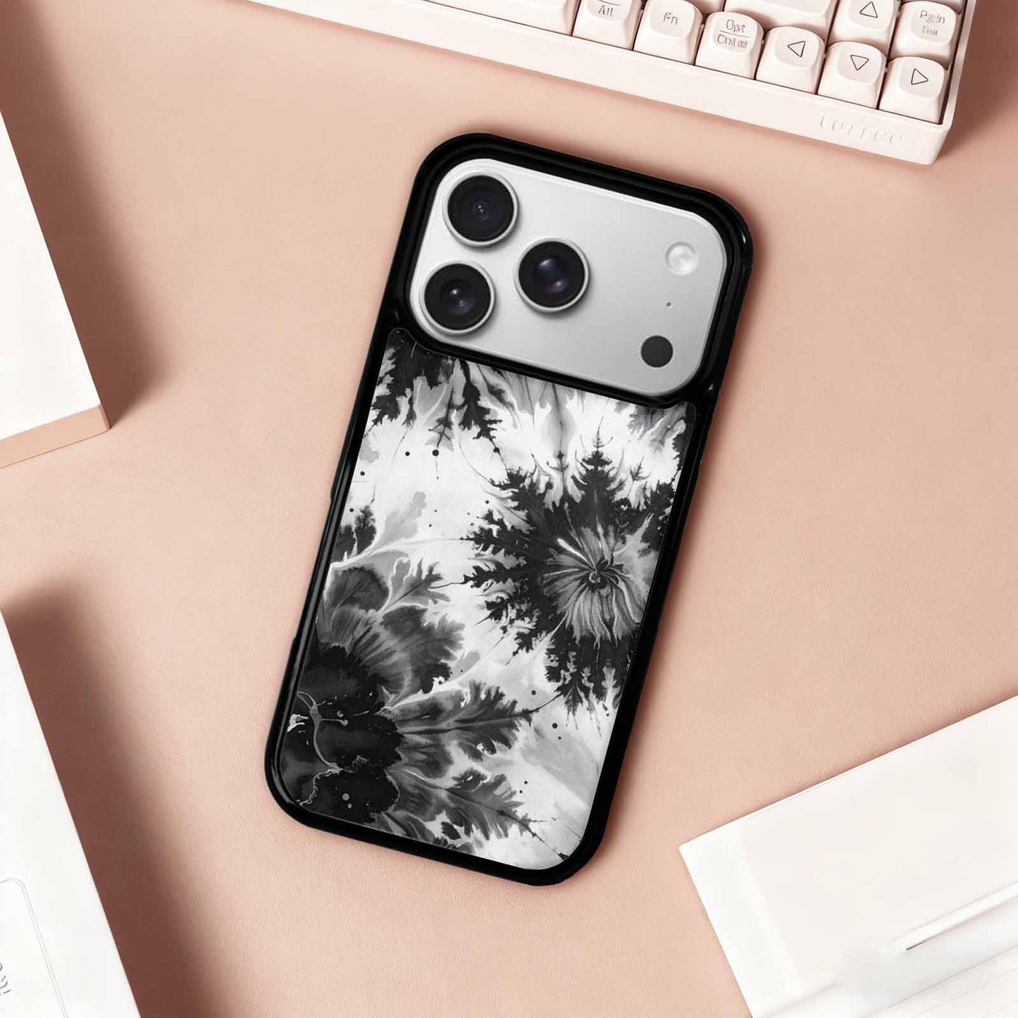 iPhone 17 Pro Case — Tie Dye Acid Wash Black Tie, Custom Designed Case Cover
