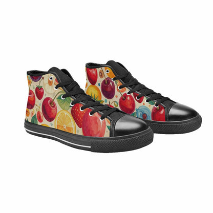 WOMEN'S Cherry Fruit Print High Top Canvas Cottagecore Custom Shoes