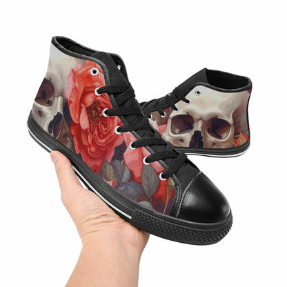 MEN'S Skulls Roses Soft Airbrush High Top Canvas Dark Academia Custom Sneakers