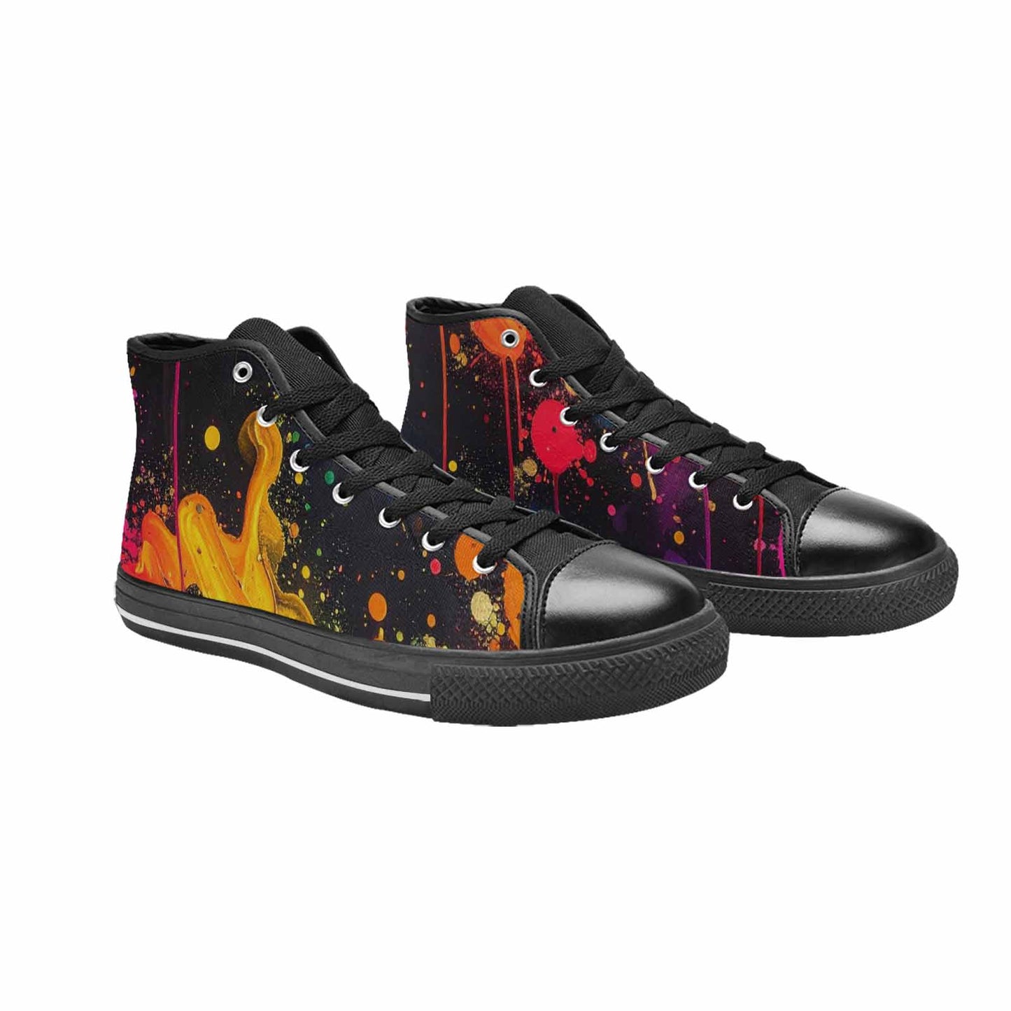 MEN'S Paint Splatter High Top Canvas Neon Fantasy Sneakers