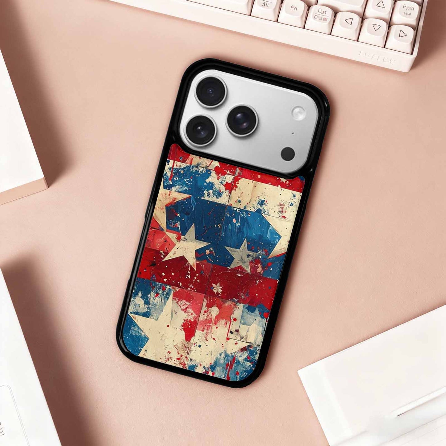 iPhone 17 Pro Case — Patriotic Stars And Stripes American Galaxy, Custom Printed Phone Case