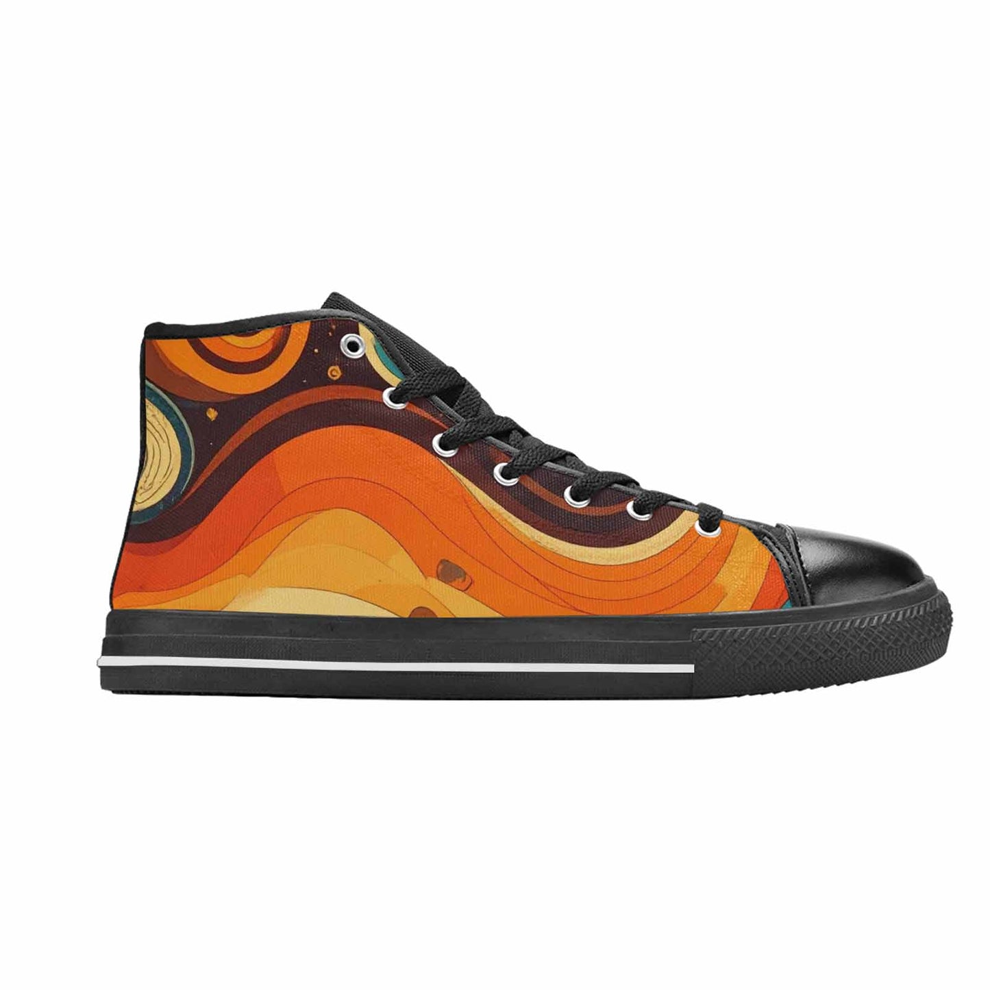 MEN'S Groovy 70S Peace High Top Canvas Neon Fantasy Custom Sneakers