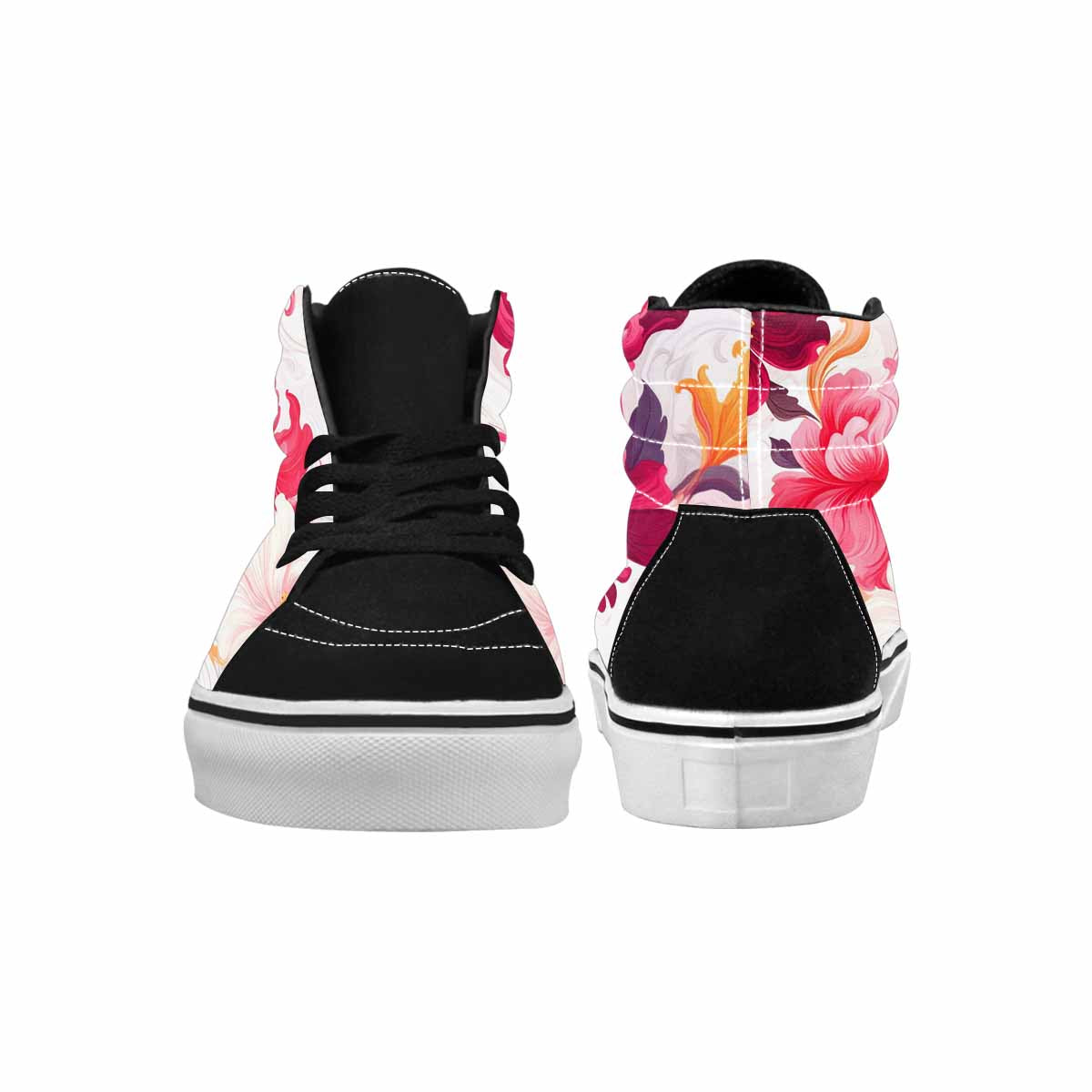 WOMEN'S Marble Floral High Top Canvas Vivid Custom Shoes