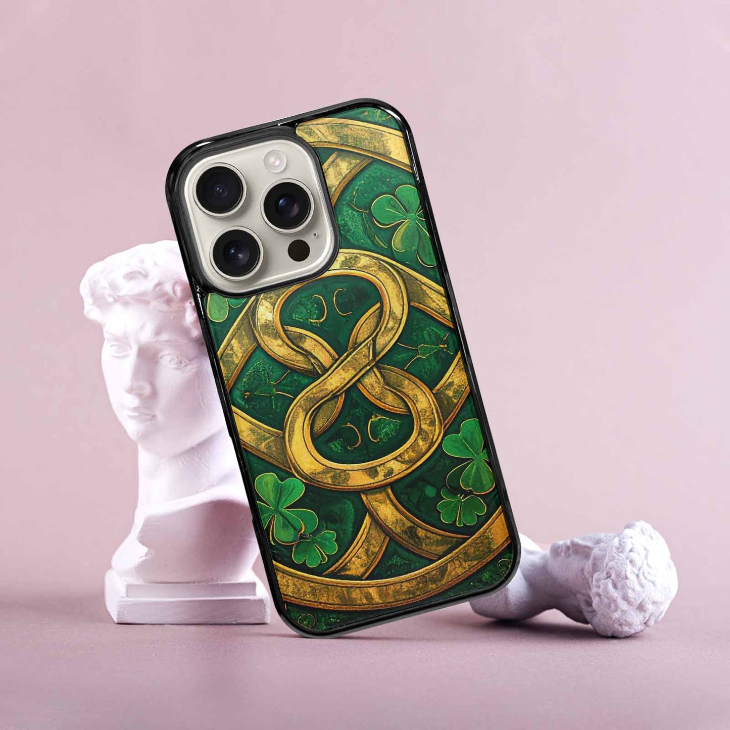 iPhone 16 Pro Case — Irish Celtic Knot Pattern Shamrocks Seamless, Custom Print Case Cover