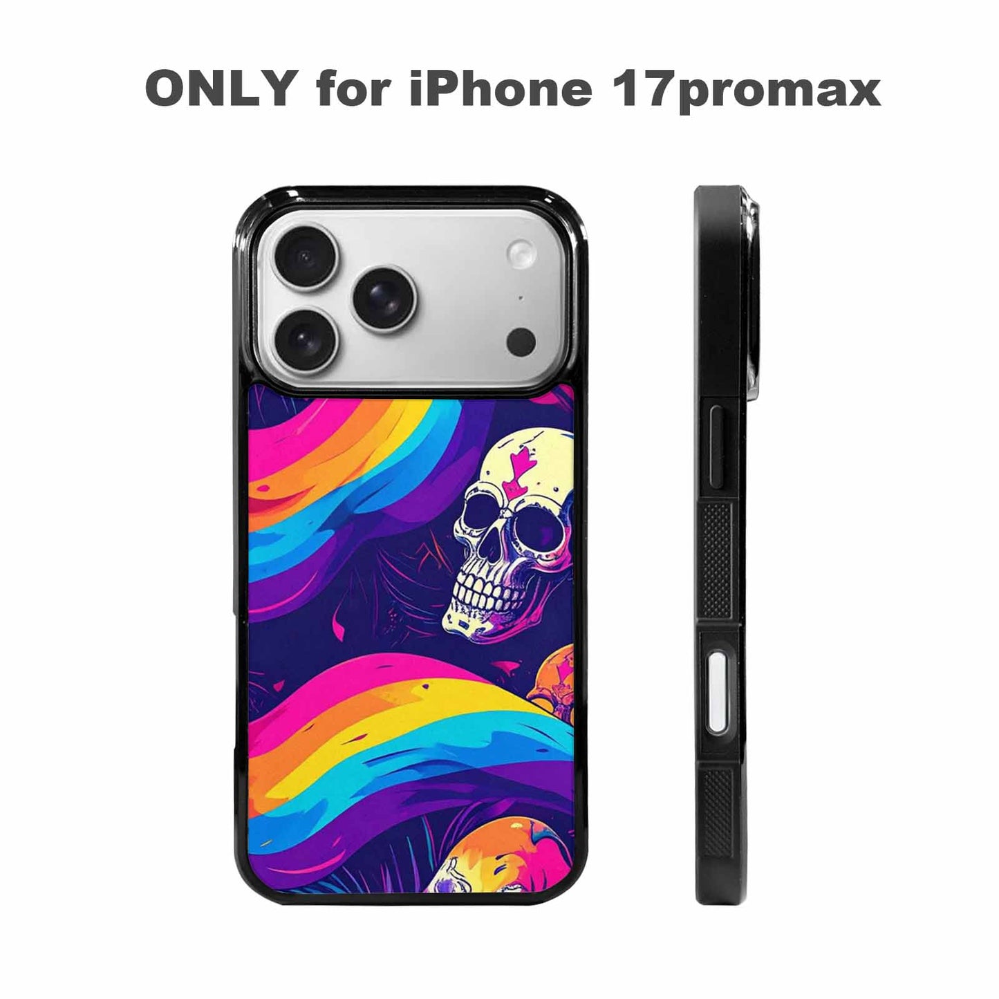 iPhone 17 Pro Max Case — Pride Flag Skulls Seamless Gothic Skulls, Personalized Phone Case