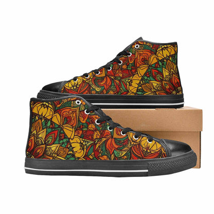 MEN'S Mandala Lions High Top Canvas Dark Academia Custom Shoes