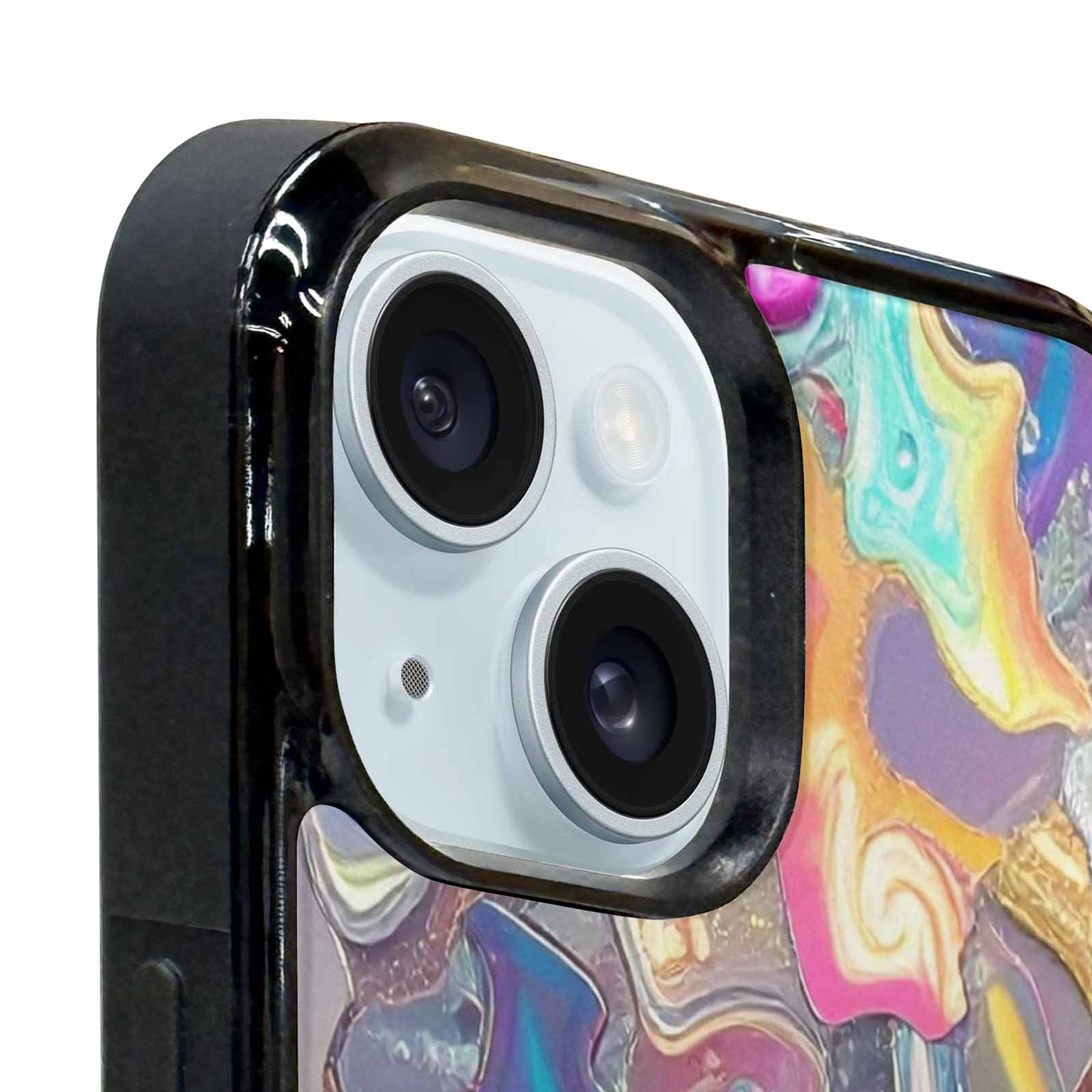 iPhone 15 Plus Case — Holographic Iridescent Shimmer Pattern Hundreds Of, Custom Designed Case Cover