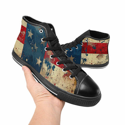 MEN'S American Flag Stars High Top Canvas Dark Academia Custom Sneakers