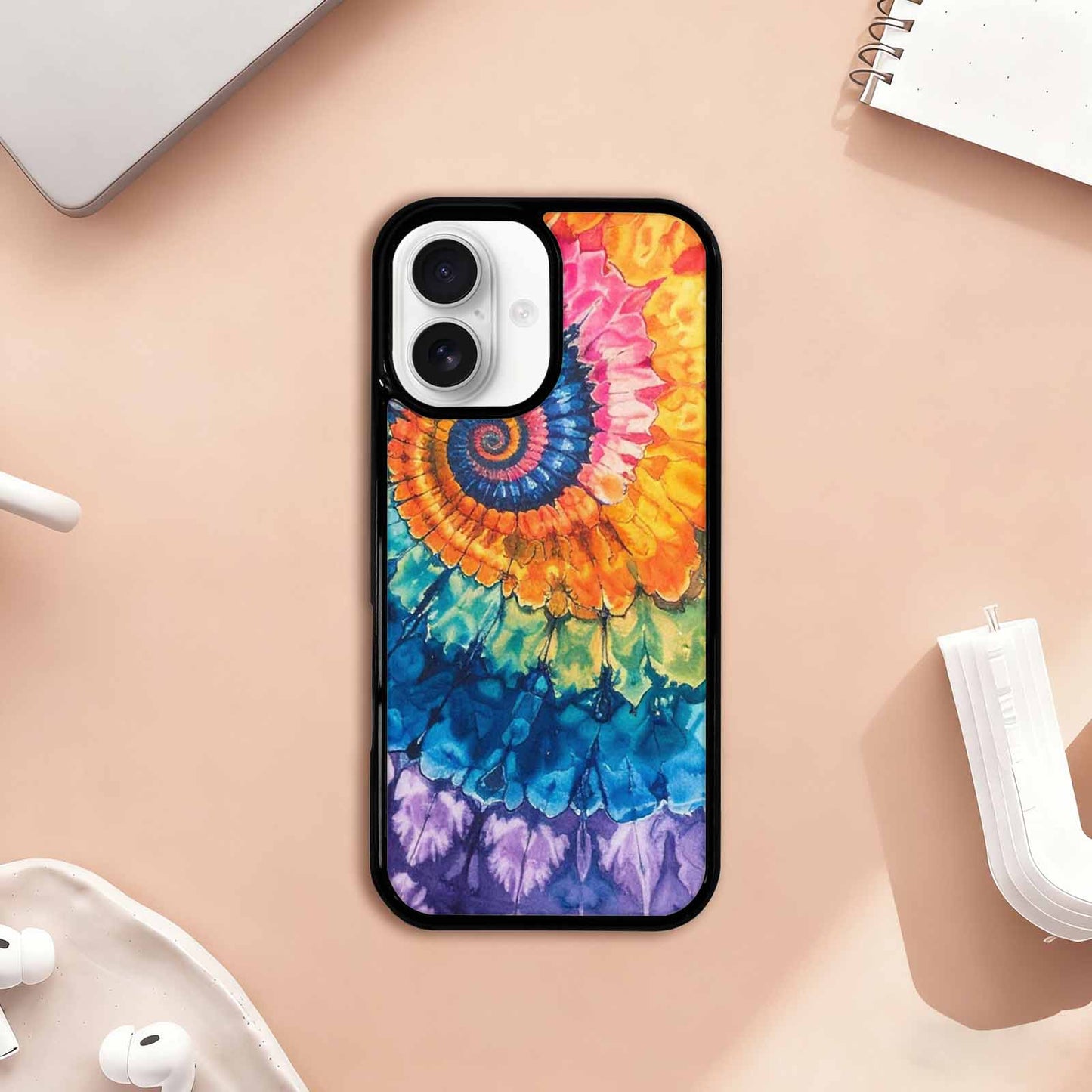 iPhone 17 Case — Black &amp; Blue Ink Tie Dye, Customized Protective Case