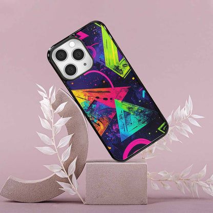 iPhone 15 Pro Max Case — Memphis Squiggles Triangles Dots, Custom Printed Phone Case