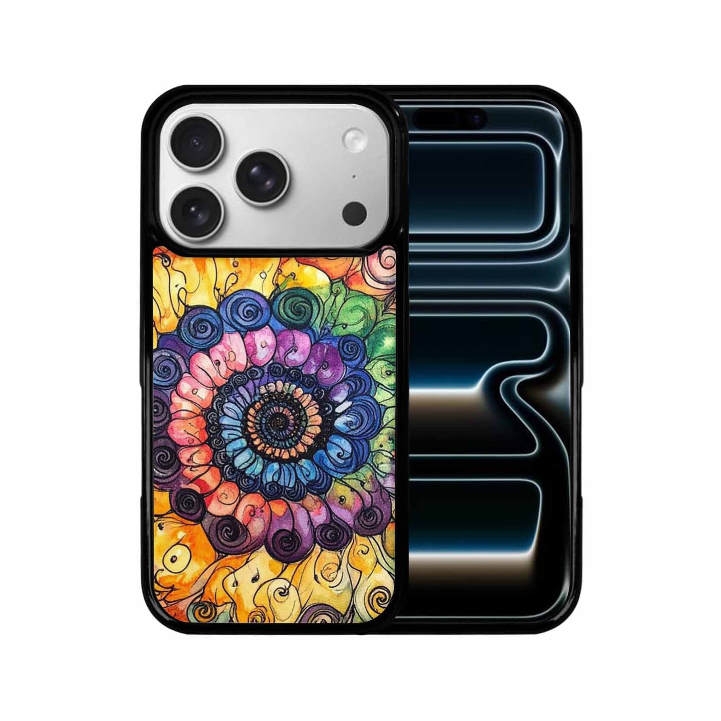 iPhone 17 Pro Case — Tie Dye Swirls Black White Tie, Custom Print Case Cover