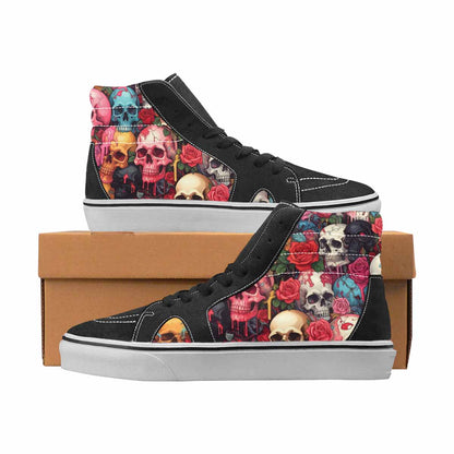 WOMEN'S Skulls High Top Canvas Artist-designed Wallpaper Art Customized Sneakers