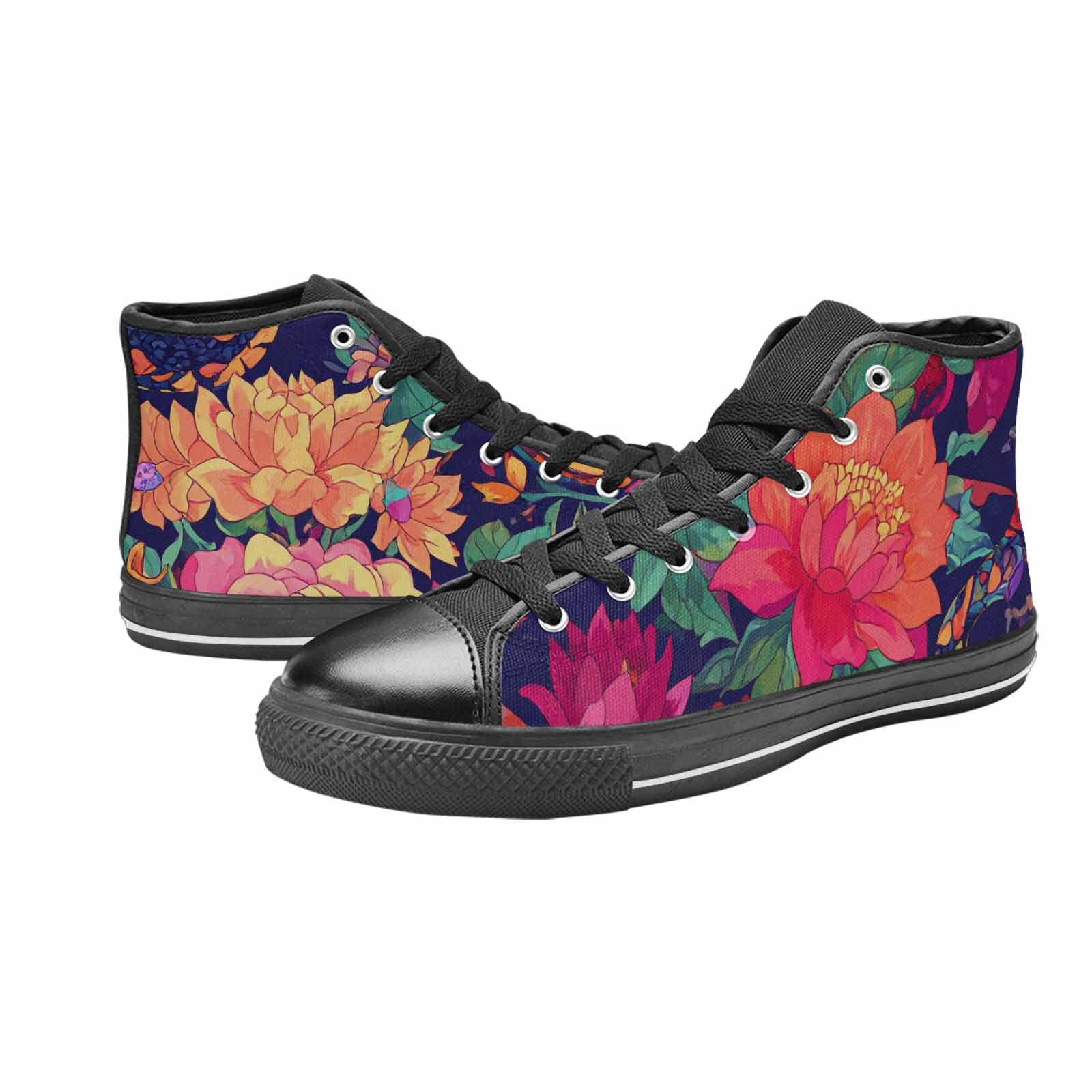 MEN'S Floral Snake Print High Top Canvas Y2K Custom Sneakers