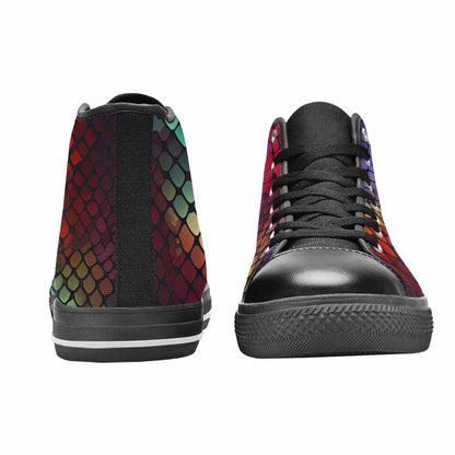 WOMEN'S Dark Snake Print High Top Canvas Cottagecore Custom Shoes