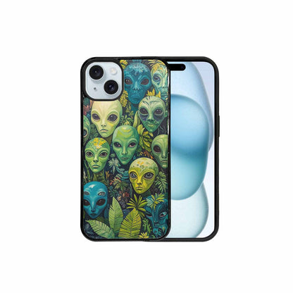 iPhone 15 Plus Case — Aliens Pattern Hundreds Of Sma Bcn, Custom Printed Phone Case