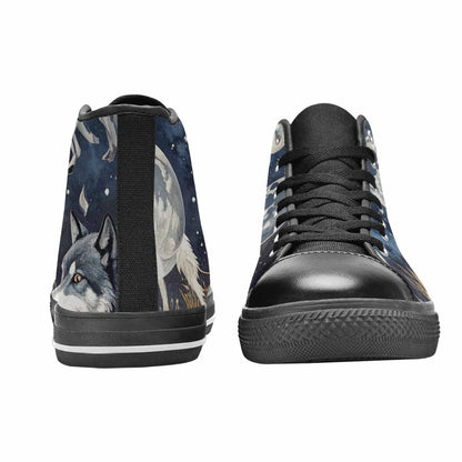 MEN'S Wolf Silhouette Moon High Top Canvas Dark Academia Sneakers