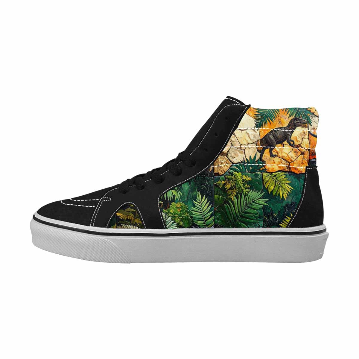 WOMEN'S Dinosaur Silhouette High Top Canvas Surreal Custom Shoes
