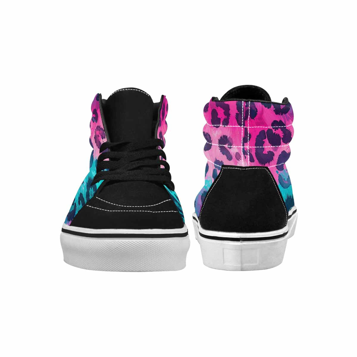 MEN'S Leopard Neon Pink Teal Airbrush High Top Canvas Aesthetic Sneakers