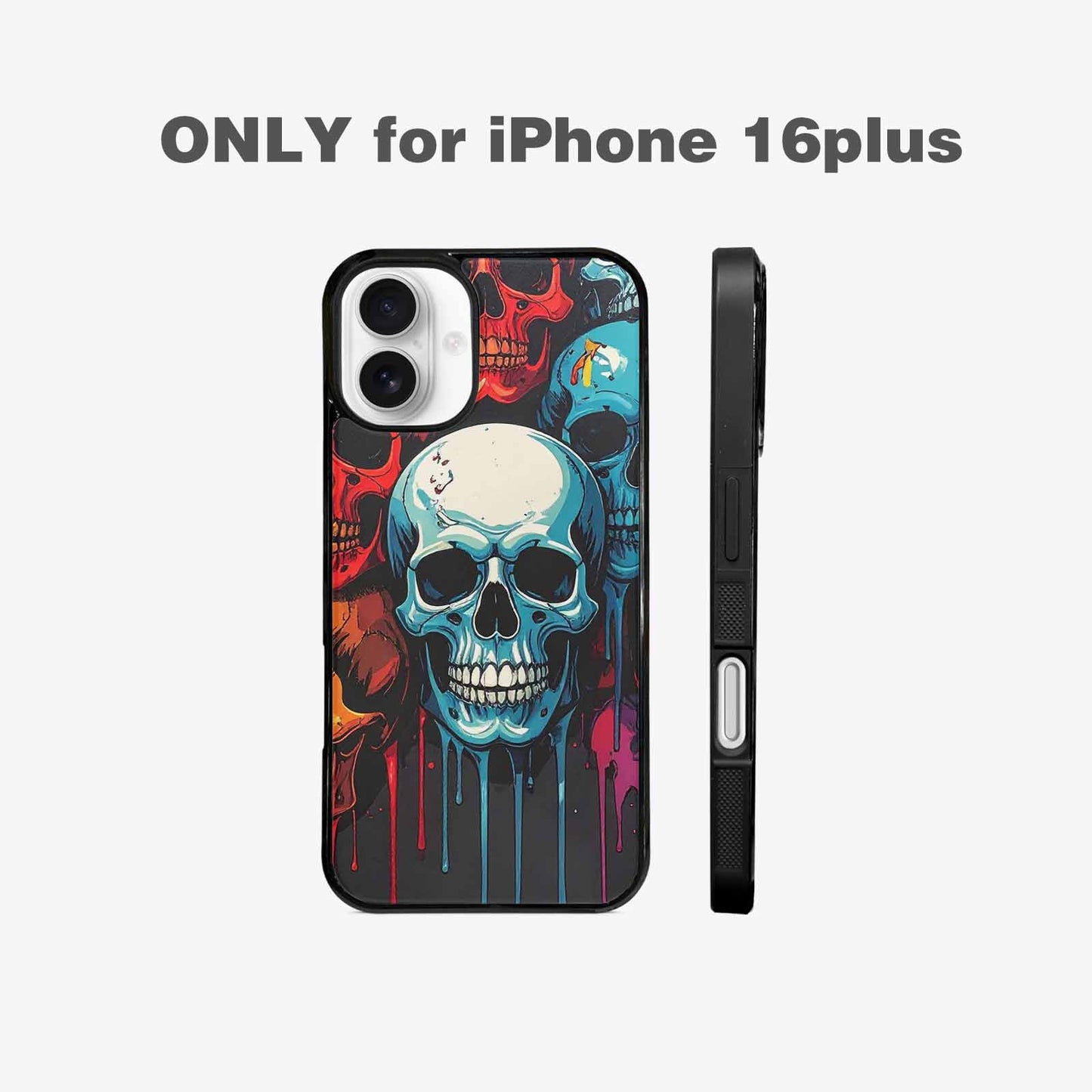 iPhone 16 Plus Case — Many Of Skulls Collage Overlapping Art, Custom Printed Phone Case