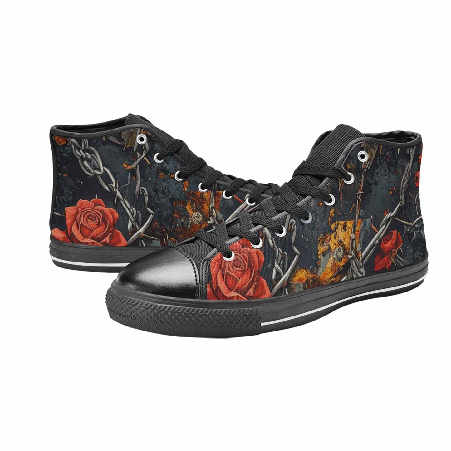 MEN'S Barbed Wire Chain High Top Canvas Surreal Custom Sneakers