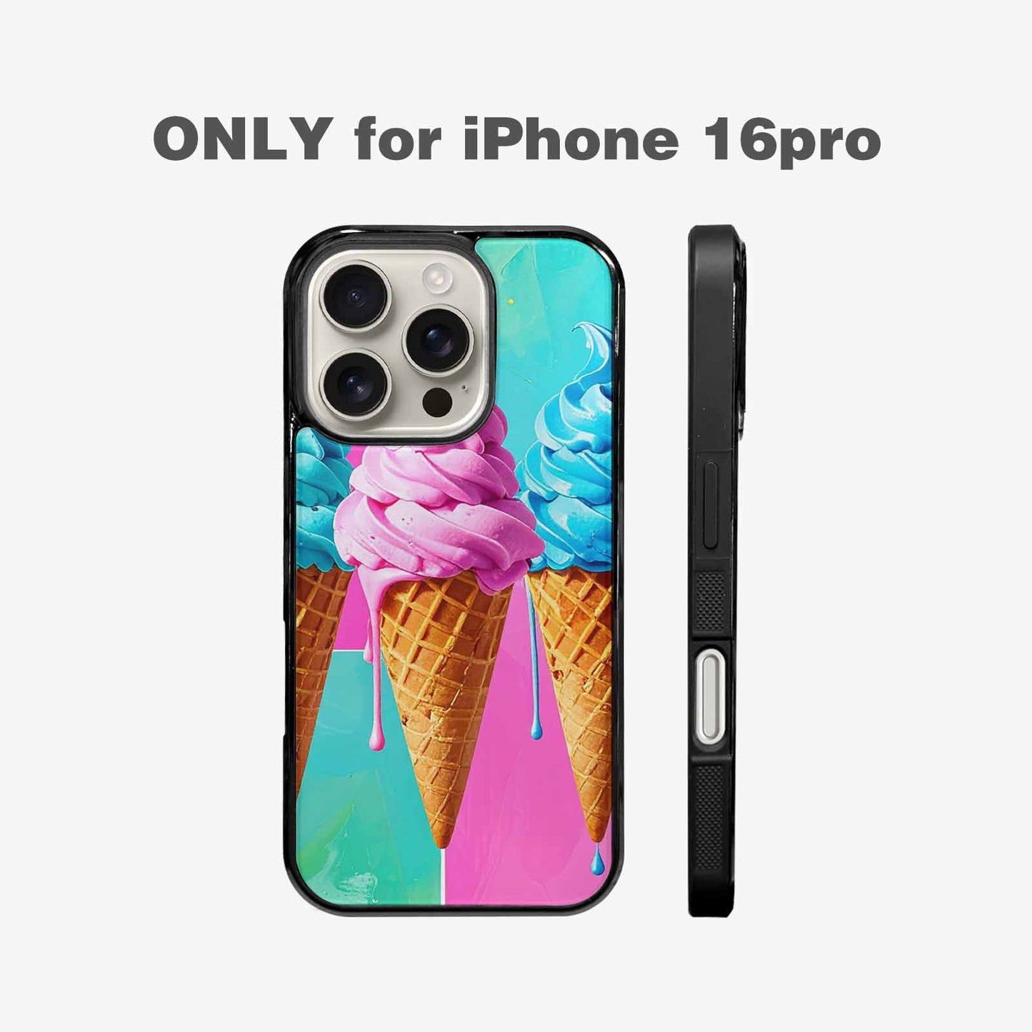 iPhone 16 Pro Case — Collage Of Overlapping Waffle Cones Icecream, Custom Art Phone Cover