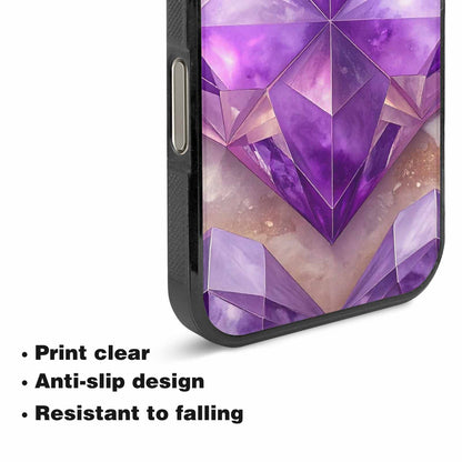 iPhone 16 Pro Max Case — Amethyst Crystal Art Pattern, Custom Print Case Cover
