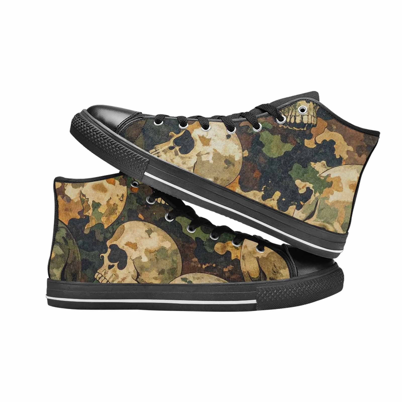 MEN'S Military Camo Skull High Top Canvas Wallpaper Art Sneakers