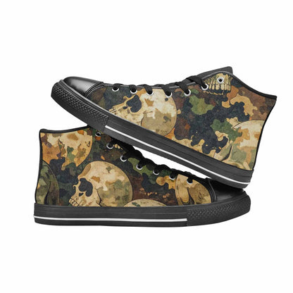 MEN'S Military Camo Skull High Top Canvas Wallpaper Art Sneakers