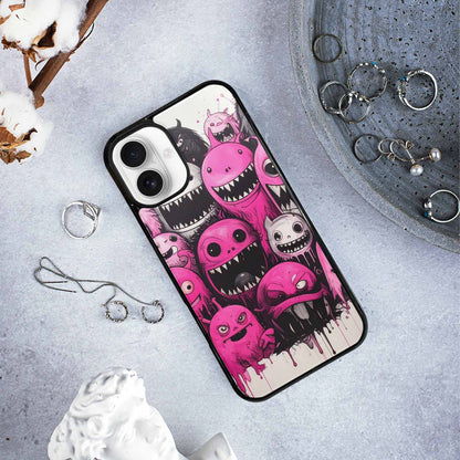 iPhone 16 Plus Case — Monsters General Black Pink Ink Cartoon, Customized Protective Case
