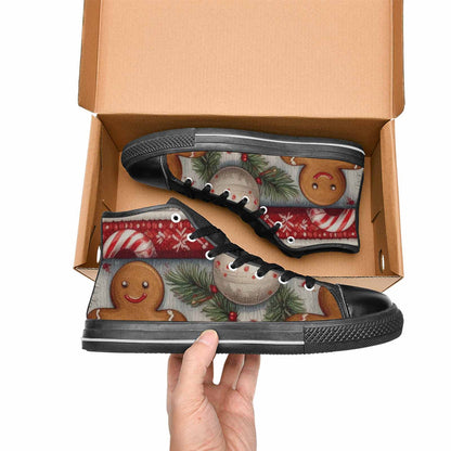MEN'S Christmas Holly Snowflake High Top Canvas Aesthetic Custom Shoes