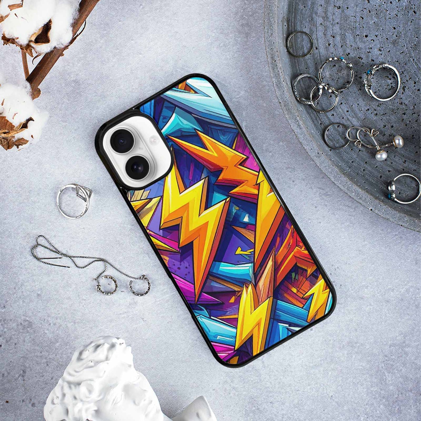 iPhone 16 Plus Case — Lightning Bolt Storm Pattern Hundreds Of, Custom Made Phone Cover