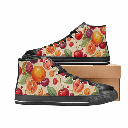 WOMEN'S Cherry Fruit Print High Top Canvas Cottagecore Shoes