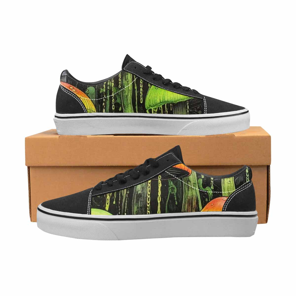 WOMEN'S Rainbow Drip Mushrooms Lace-Up Canvas Grunge Shoes