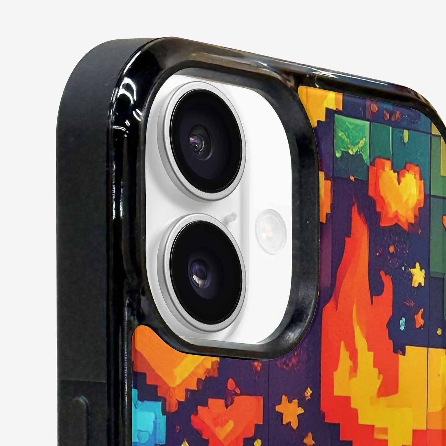 iPhone 16 Plus Case — Pixel Art 8 Bit Burst Pattern, Custom Printed Phone Case