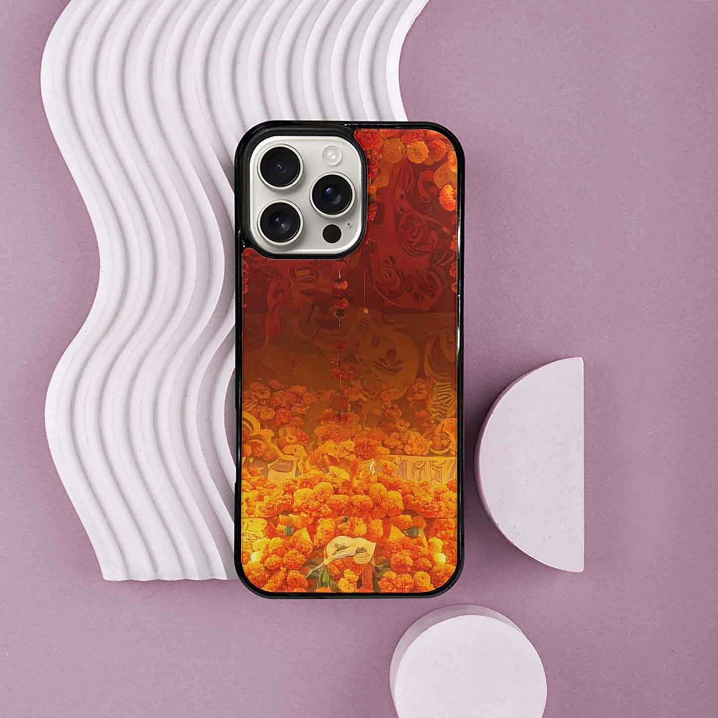 iPhone 16 Pro Max Case — Marigold Day Of The Dead Marigold, Custom Printed Phone Case