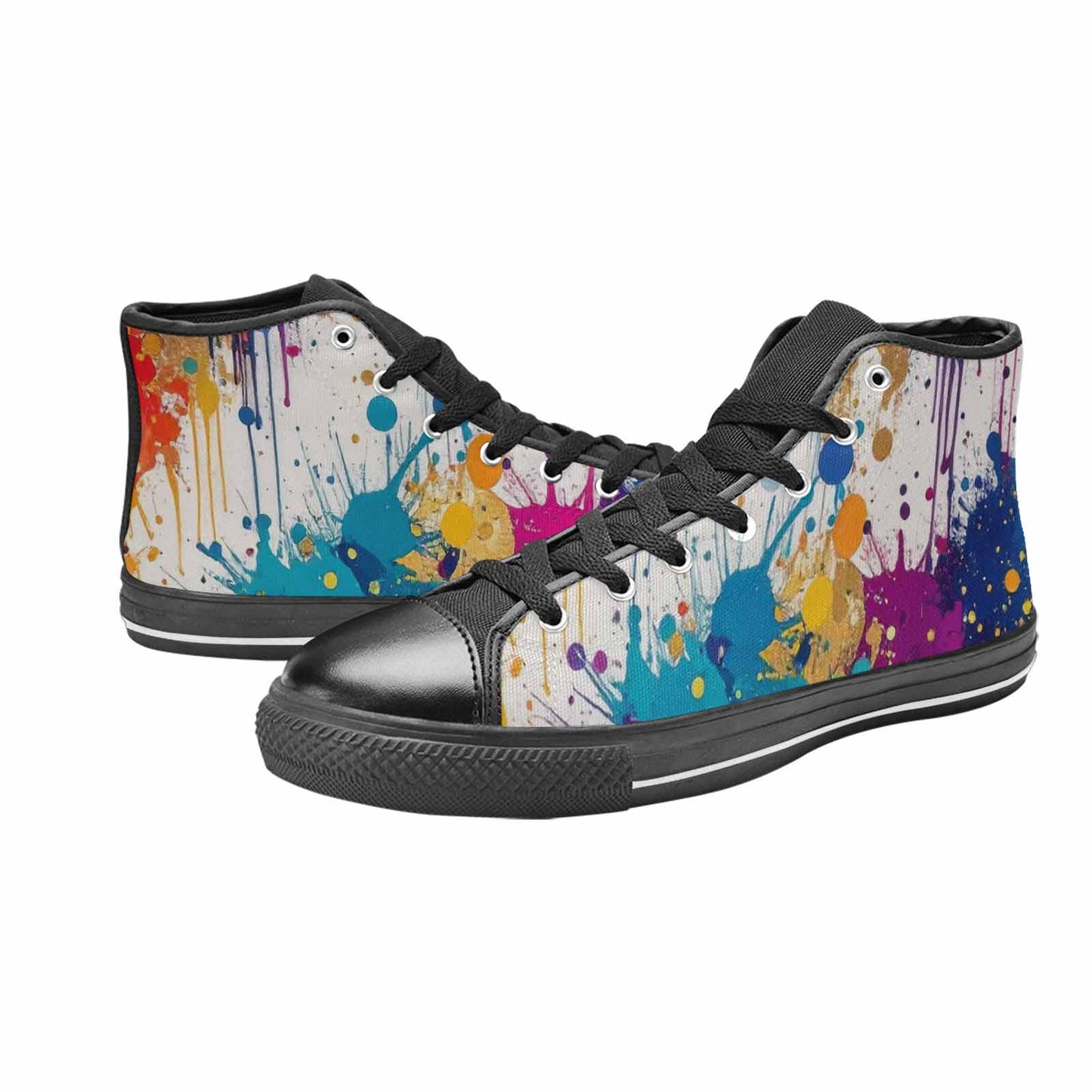 WOMEN'S Paint Splatter High Top Canvas Vibrant Chaos Shoes