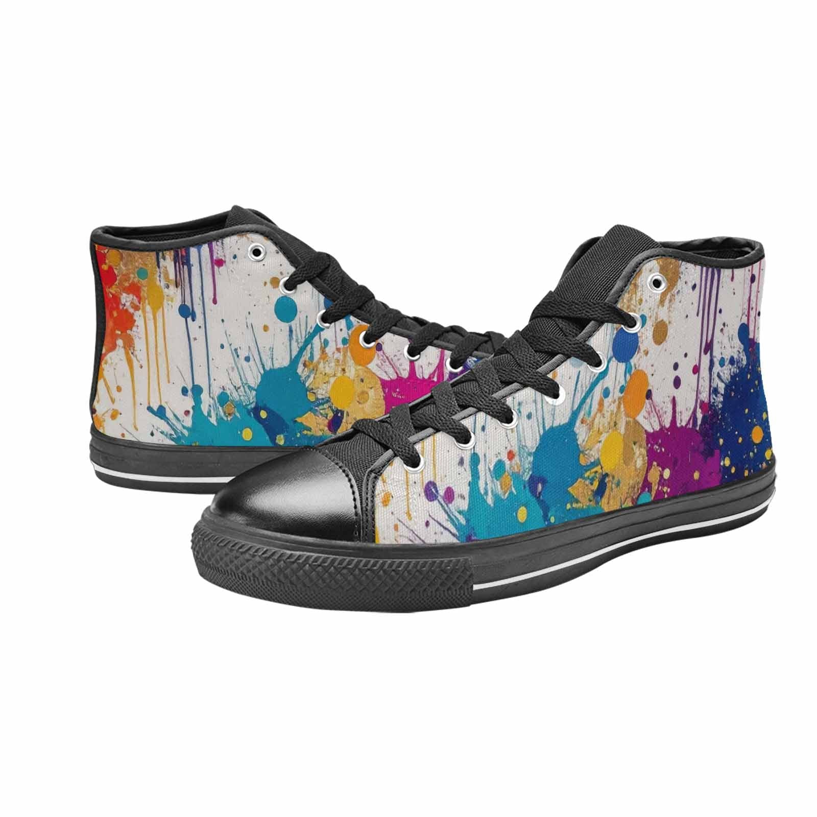 WOMEN'S Paint Splatter High Top Canvas Vibrant Chaos Shoes