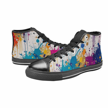 WOMEN'S Paint Splatter High Top Canvas Vibrant Chaos Shoes