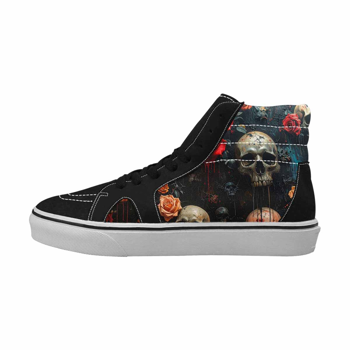 MEN'S Skulls Roses Melting Skulls High Top Canvas Neon Fantasy Shoes
