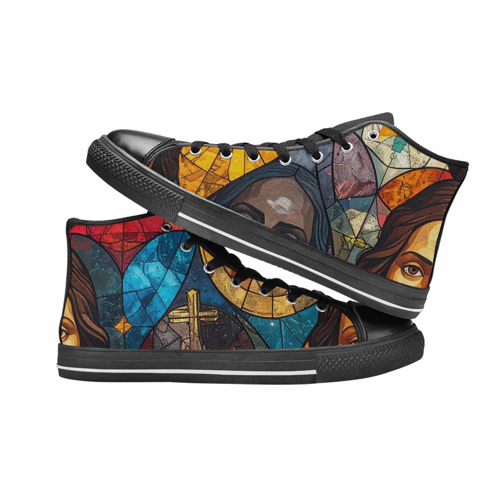 MEN'S Jesus Face Small High Top Canvas Surreal Custom Sneakers