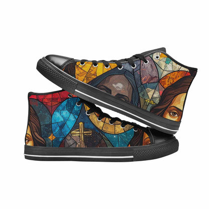 MEN'S Jesus Face Small High Top Canvas Surreal Custom Sneakers