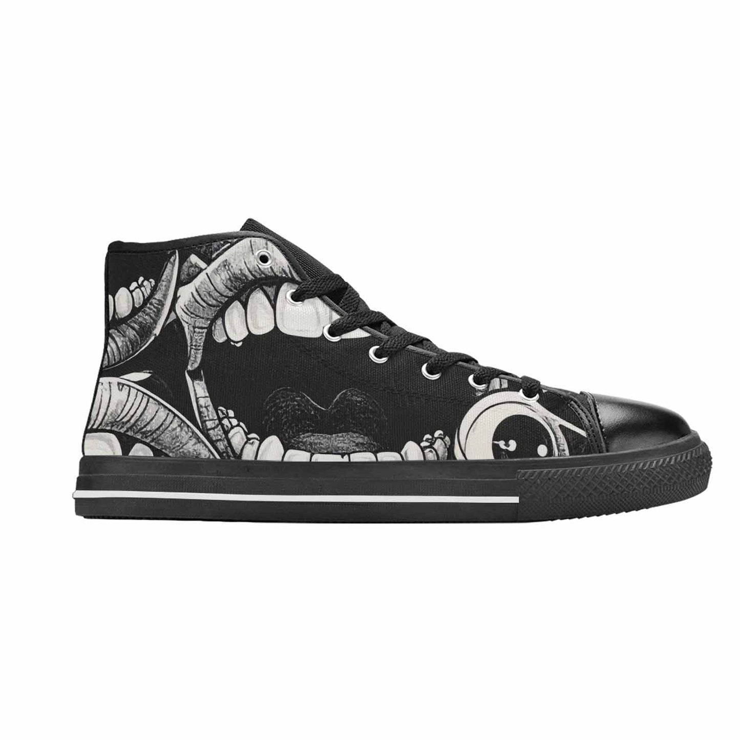 MEN'S Googly Cartoon Mouths High Top Canvas Vibrant Chaos Custom Sneakers