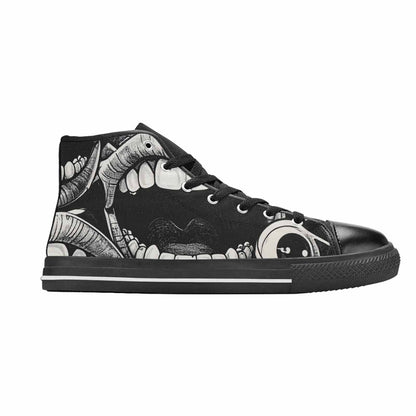MEN'S Googly Cartoon Mouths High Top Canvas Vibrant Chaos Custom Sneakers