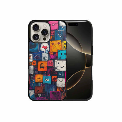 iPhone 16 Pro Max Case — Hand Drawn Icon Doodle Pattern Hundreds, Custom Phone Case