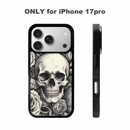 iPhone 17 Pro Case — Skulls Roses Pen Ink Gothic Skulls, Personalized Phone Case
