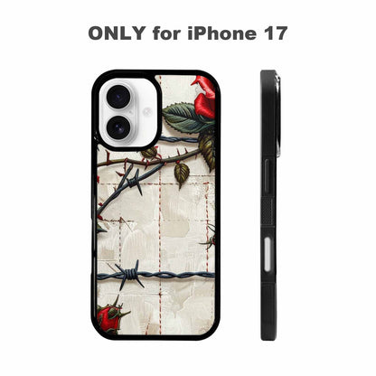 iPhone 17 Case — Glossy Barbed Wire Original Art, Customized Protective Case