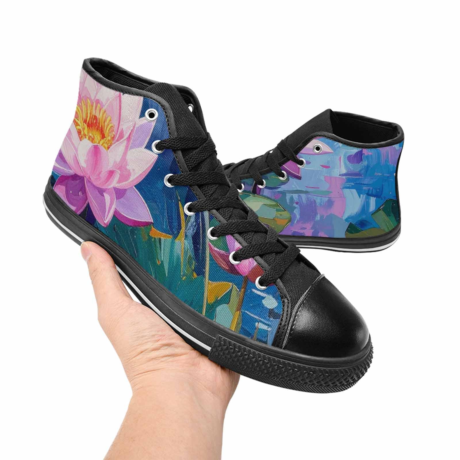 MEN'S Monet-Style Impressionist Water High Top Canvas Cottagecore Sneakers