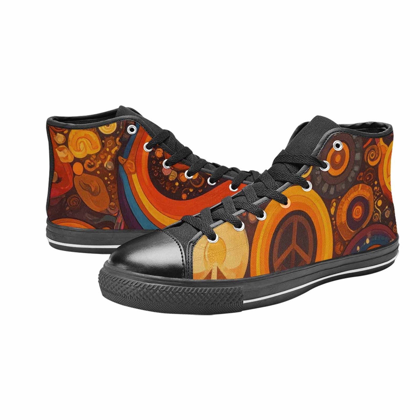 MEN'S Groovy 70S Peace High Top Canvas Neon Fantasy Shoes