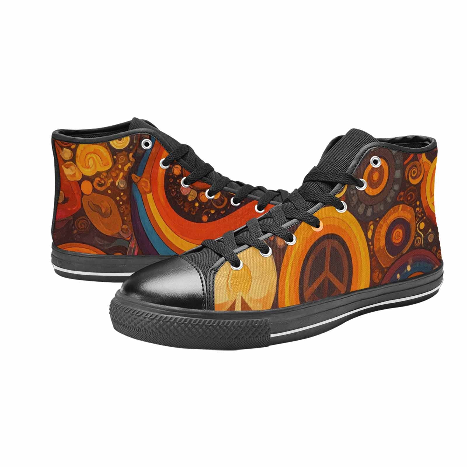 MEN'S Groovy 70S Peace High Top Canvas Neon Fantasy Shoes