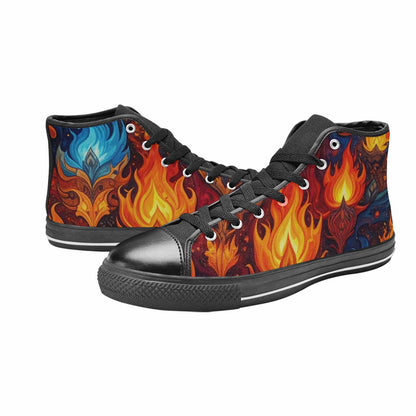MEN'S Fire Flame High Top Canvas Cottagecore Custom Sneakers